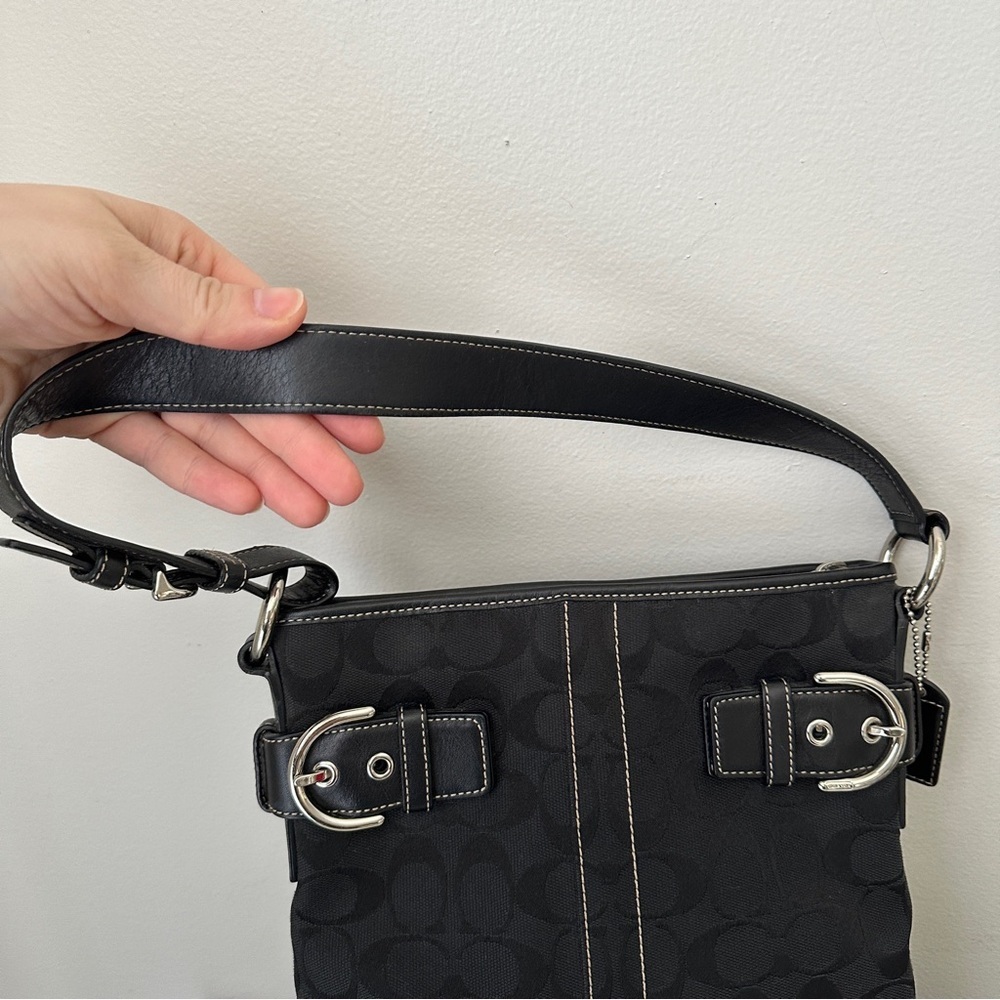 COACH Signature Restored Small duffle Purse Handbag Y2K Leather and canvas Black - Picture 8 of 11